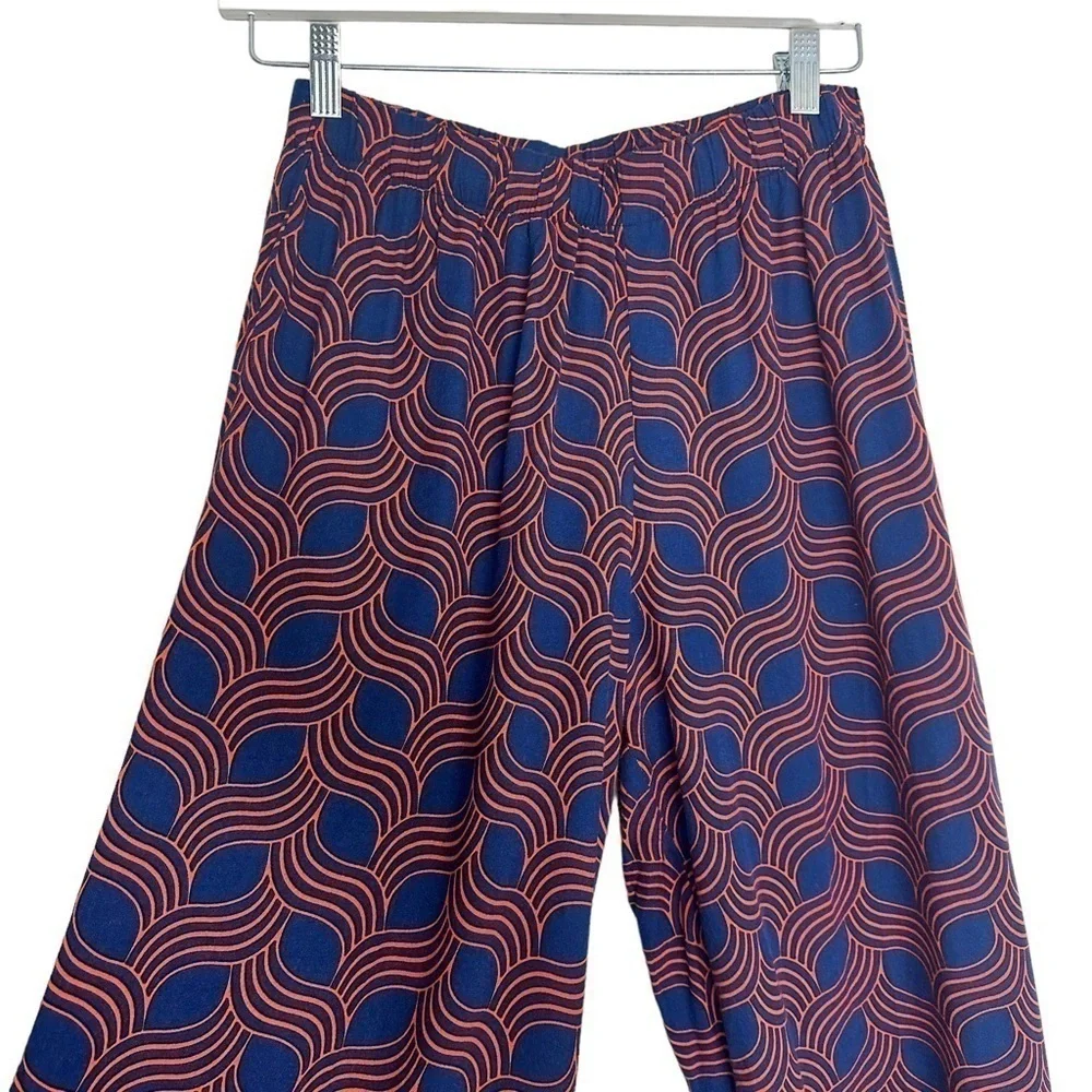 ESCAPADA Living navy & Red Geometric Wide Leg Palazzo Pants Size Small